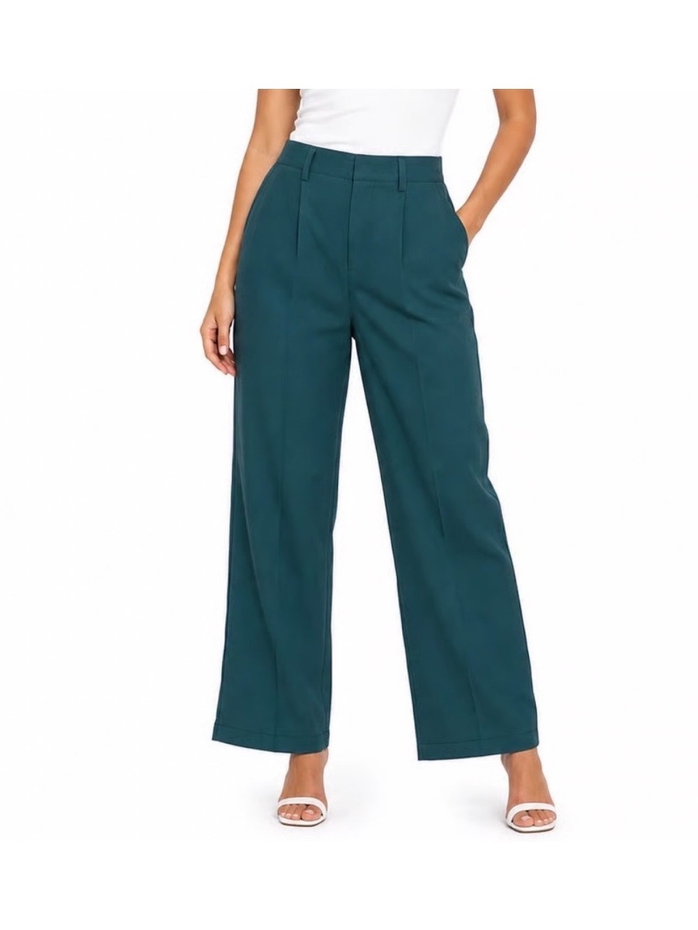 a new day Teal Wide-Leg High-Waist Trousers